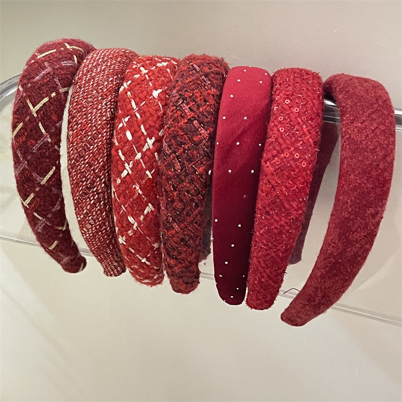 Wholesale New Year's Red Female High Skull Crest High-class Headband